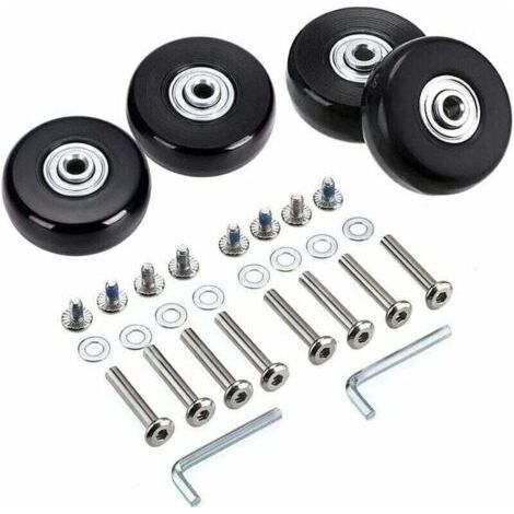 4Pcs Roues de rechange pour bagages - 50x18mm - Roulettes pivotantes en caoutchouc - Kits de réparation - Noir (1/4)