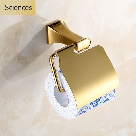 Porte-papier toilette mural ovale en laiton doré avec couvercle pour WC et salle de bain 19 g – Livraison gratuite (1/5)