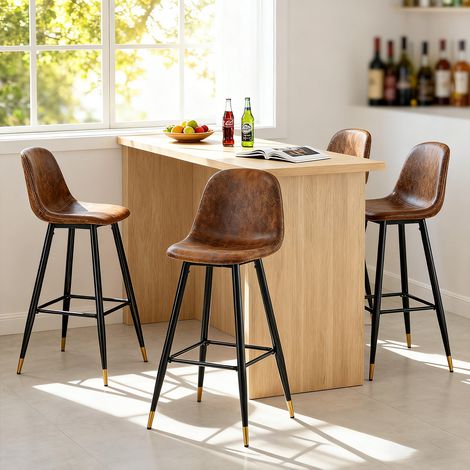 Meubles Cosy CHARLTON BAR BG Set da 4 sgabelli da bar industriali con schienale, rivestimento in similcamoscio