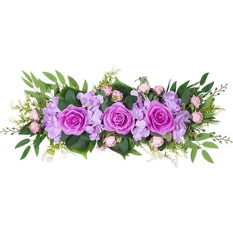 [50188cm Violet foncé] Composition de roses artificielles pour arches de mariage, guirlandes florales de table et décorations de miroirs (1/2)