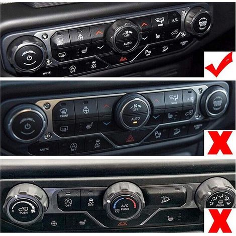 Lot de 4 boutons de climatisation en alliage d'aluminium bleu, capuchons, garnitures de boutons d'interrupteur de phares, anneaux décoratifs pour Jeep Wrangler JL JLU 2018 2019 2020 2021 (1/4)