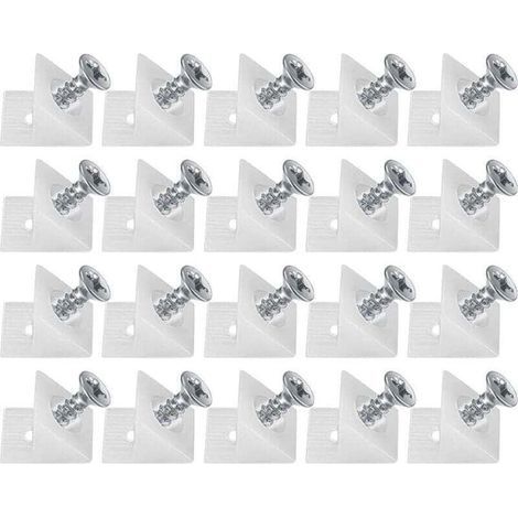 20 cunei in plastica per cassetti di mobili, staffe di montaggio, connettori posteriori, connettori per il fondo dei cassetti con viti, per riparare i fondi dei mobili cedevoli (1/4)