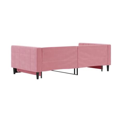 Méridienne avec tiroirs, rose, 100 × 200 cm, velours, lit, velours doux et confortable, rangement pratique intégré, pour chambre, confort quotidien, assemblage rapide (1/5)