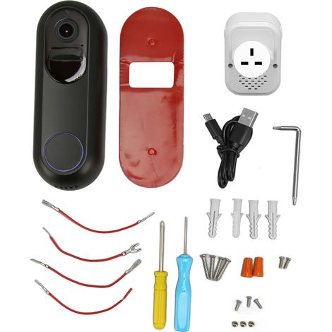 Sonnette vidéo sans fil HD 1080P Interphone WiFi intelligent avec détecteur de mouvement, anti-vol, vision nocturne, prise UK 100-240V (1/5)