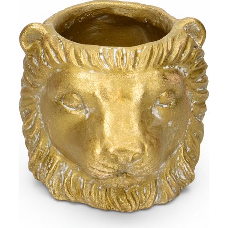 Cache-pot Design Lion Pot de Fleurs Décoratif pour Intérieur Coloris Or Brillant D11/13x10 cm - PANGIVO (1/5)
