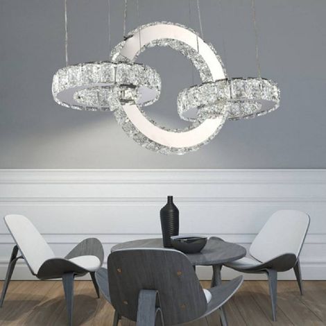 TrAdE Shop Traesio - Lampadario Led Design Moderno Cerchi Di Cristallo 25 Watt Luce Bianco Freddo B34 - (1/5)