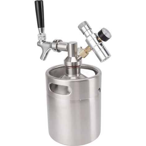 Mini fût Growler 2L 150PSI portable en acier inoxydable, système de distribution de bière pour le brassage maison (1/5)