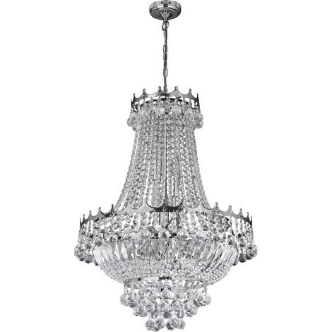 Lampadario Classico Versailles Acciaio Cromo Cristallo 9 Luci E14 (1/5)