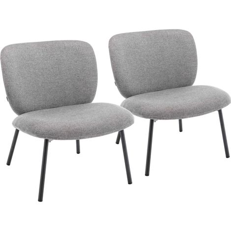 Lot de 2 fauteuils relax en acier et tissu gris foncé