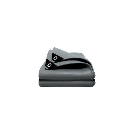 Bâche de protection en PE 280 g/m², 2 x 3 m, imperméable, pour bois, avec œillets, multi-usage, grise (1/4)