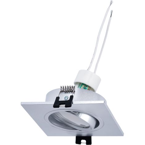 KIT Aro Downlight Cuadrado 93x93mm (plata) + Bombilla GU10 5,4W - Blanco Cálido