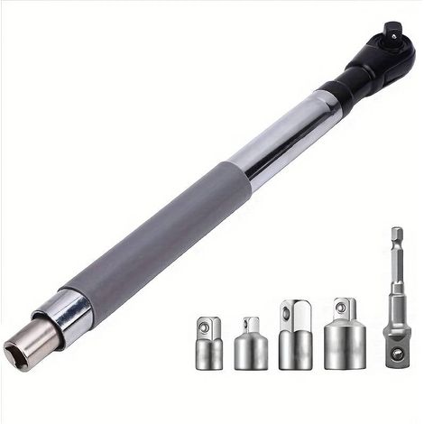 Akku-Elektro-Ratschenschlüssel mit abnehmbarem Adapter – kompatibel mit 1/2", 1/4" und 3/8" Steckschlüsseln – Verlängerung für Kfz-Reparaturen und Schlagschrauber (1/5)