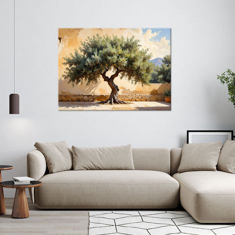 Wandbild Olivenbaum auf beigem Wandhintergrund 60x40 (1/4)