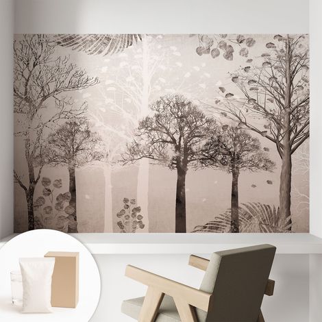 Tapete Vliestapete mit Kleber- abwaschbar - Raumgestaltung Schlafzimmer Wohnzimmer Tapete Zarte Bäume 104x70 cm (1/5)