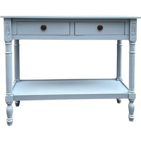 2 Drawers Side Table - L35 x W78 x H90 cm - Light Blue
