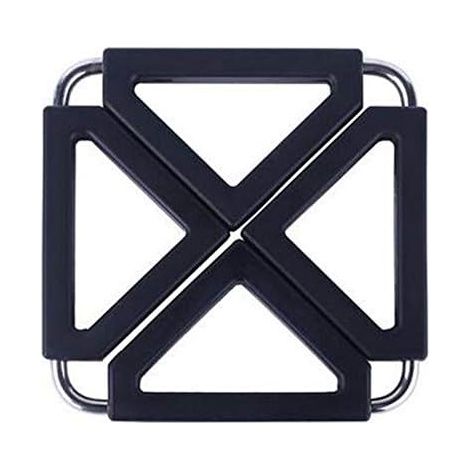 Manique carrée pliable en silicone pour isolation thermique, résistante à la chaleur, pour casseroles et autres ustensiles, couleur : noir. (1/5)
