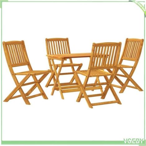 Ensemble à manger de jardin pliable 5 pièces - FAFEICY - 3206330 - Bois d'acacia massif - Pliable - Finition huilée (1/5)