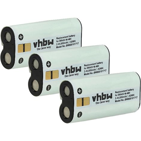vhbw 3x Akku kompatibel mit Olympus DS-3300, DS-2300, DS-5000, DS-4000, DS-5000ID Diktiergerät (800 mAh, 2,4 V, NiMH) (1/5)
