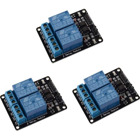 Module de Relais 3pcs 2 canaux DC 5V pour UNO R3 DSP Bras PIC AVR STM32 Framboise Pi avec Carte d'extension de déclenchement de Bas Niveau d'optocoupleur (1/4)