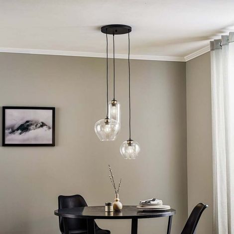 [GEBRAUCHT] B-Ware Euluna Hängeleuchte Kaja Hängelampe Deckenlampe E27 Dreiflammig Glasschirme Klar (1/2)