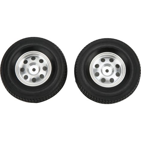Satz mit 2 Rädern mit 85-mm-Gummireifen und CNC-gefrästen Metallfelgen für Tamiya 1/14 RC-Sattelzug (1/5)