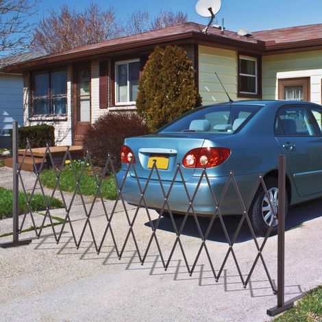Portail/barrière extensible à ciseaux, 35-300 cm, jardin, aluminium, marron, H 103,5 cm (1/5)