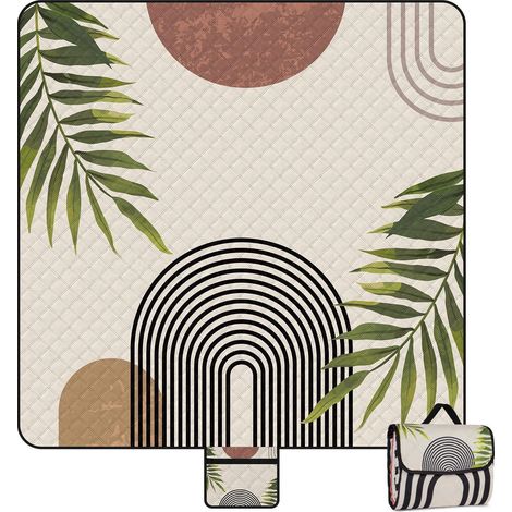 Picknickdecke 200x200cm wasserdicht, faltbar, für 4-6 Personen, Bohemian-Design (1/5)