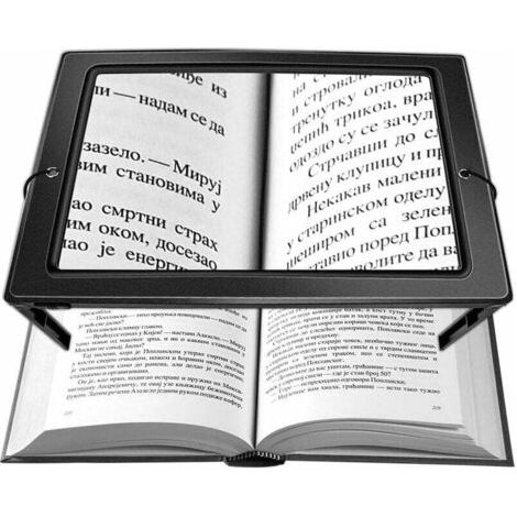 Loupe de Lecture, 3X Grossissement A4 Rectangulaire Loupe Eclairante avec 4 Lumineuse LED Grande Loupe éclairante Pleine Page pour Livres,Malvoyant,Personnes âgées, Couture, Bijoux (1/5)