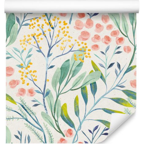 Papier peint à motifs végétaux pastel, style rétro, pour salon et chambre, 50 x 1000 cm (1/5)
