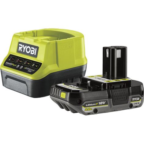 Confezione da 1 batteria agli ioni di litio RYOBI RC18120-120CG e 1 caricabatteria, 18V 2Ah RYOBI