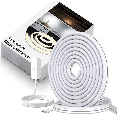 Bande lumineuse LED 5 V, basse tension, ultra lumineuse, USB, flexible, néon, silicone, douce, contrôle tactile USB + lumière rose, (1/5)