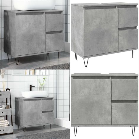 vidaXL Waschbeckenunterschrank Betongrau 65x33x60 cm Holzwerkstoff