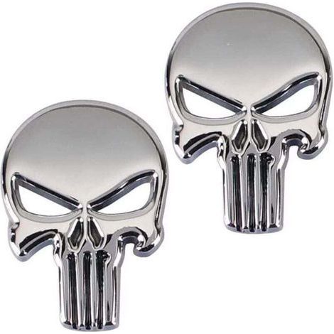 3D-Metall-Punisher-Totenkopf-Aufkleber für Auto und Motorrad, 2 Stück, dekorativer Kleber (1/4)