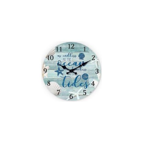 Horloge murale nautique silencieuse  25 cm - Design océan coquillages étoiles de mer - Décoration cuisine salon chambre à coucher salle de bain (1/5)