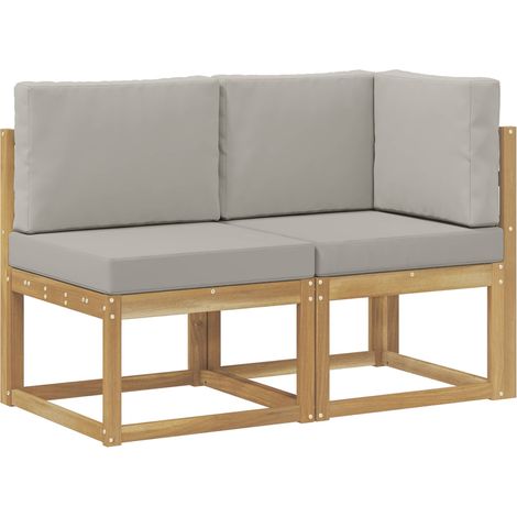Outdoor Middle and Corner Sofa 2 Piece White Solid Acacia Wood vidaXL