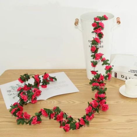 Plante Artificielle - Vigne De Rose - 2,4 M - Rouge - Lot De 2 (1/5)