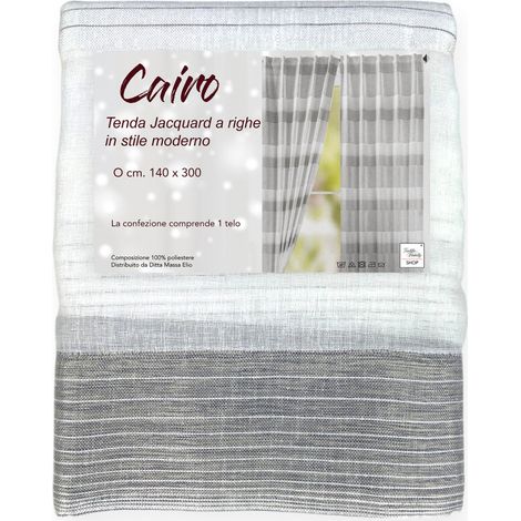 Tenda Jacquard a Righe Moderne - 140x300 cm - Fettuccia Universale - 1 Telo Elegante