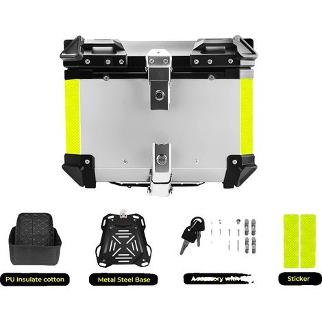 Caja trasera, aleación de aluminio, impermeable, 45 L, color plata. (1/2)