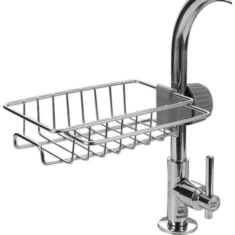 Panier d'évier,Au-Dessus de l'étagère du Robinet pour évier de Cuisine - égouttoir de Robinet Suspendu détachable en Acier Inoxydable pour Salle de Bain, épurateurs, Savon, Vaiss
