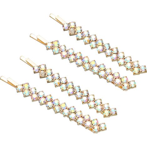 Hair Pin - Alloy - Double-Row AB Rhinestone - 6 cm - For Daily Wear And Special Occasions - 4 Pieces (1/5)