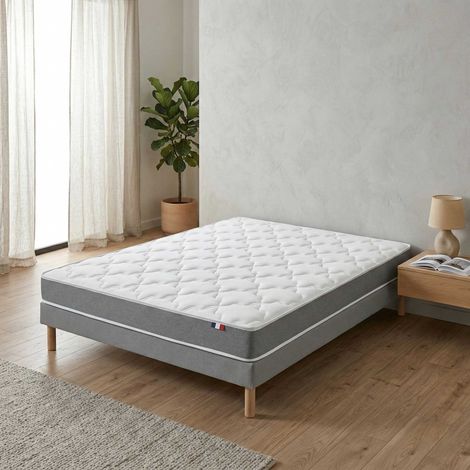 Ensemble matelas mousse 25kg/m3 H16 sommier en kit 140x200gris (1/5)