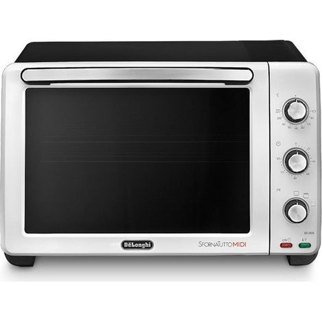 Delonghi – Mini four grill 24 L EO24352 – Puissance 1800 W – Largeur 450 mm – Hauteur 315 mm – Profondeur 540 mm – Couleur noir, blanc
