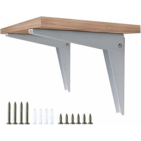 Support Mural Pliant 2 pi&egraveces, &Eacutequerre &Eacutetag&egravere Supports d'&eacutetag&egravere &Eacutequerre Repliable Rabattable en M&eacutetal Support Garage Console Pliante DIY Rayonnage, Bl