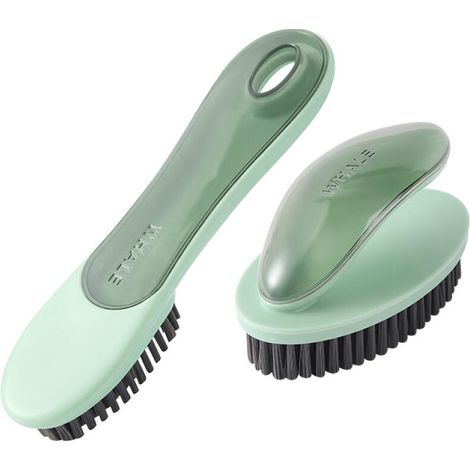 Brosse de nettoyage des taches, brosse de nettoyage du linge, brosse à linge douce, brosse à chaussures, brosse à baskets, brosse à vêtements, brosse à tissu, brosse à récurer, lot de 2 (vert) (1/4)