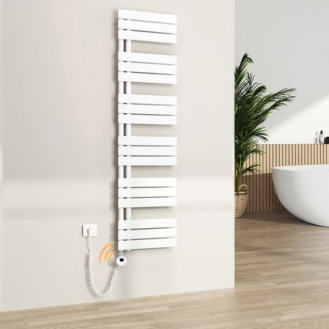 S'AFIELINA Elektrischer Badheizkörper Flach Paneelheizkörper Handtuchwärmer Heizkörper inkl. Heizstab mit Thermostat,Elektrisch betrieben,Weiß,159.9x40 cm 800Watts (1/5)
