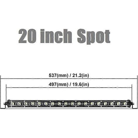 Barre lumineuse de travail LED ultra-mince RACBOX 7 10 13 20 pouces, faisceau combiné spot/flood, 12 V/24 V, antibrouillard, feu de travail, faisceau spot 20 pouces (1/5)