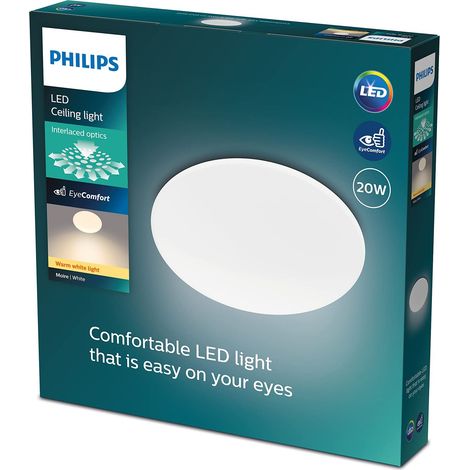 Philips Lighting Lampada da Soffitto LED Moire, Equivalente a 17W, 40K, Non Dimmerabile, Bianco (1/5)