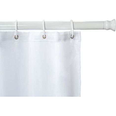 Barre de douche extensible extra épaisse, 110 à 245 cm, Installation sans perçage, Aluminium inoxydable - plastique, 28 mm x 110-245cm, Blanc