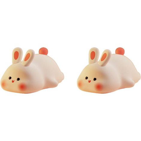2 lámparas de noche con forma de conejo, lámpara de silicona adorable, luz regulable con forma de conejo, luz nocturna recargable, lámpara de mesita de noche.
