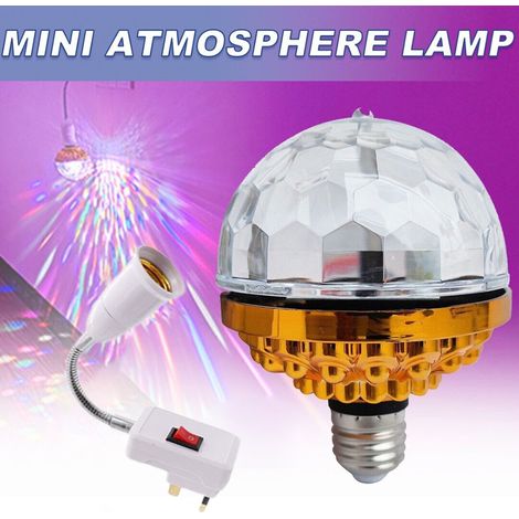 Boule disco LED RGB rotative multicolore avec douille, lampe stroboscopique DJ pour fête, éclairage rotatif cristal coloré (1/5)